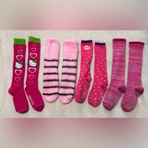 Hello Kitty Pink other Barbie Pink Socks lot Collection exercise or fashion